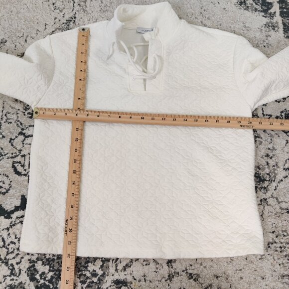mySTYLE Women's Quilted Sweater Size S White Casual Activewear Outerwear Simple - Picture 6 of 8